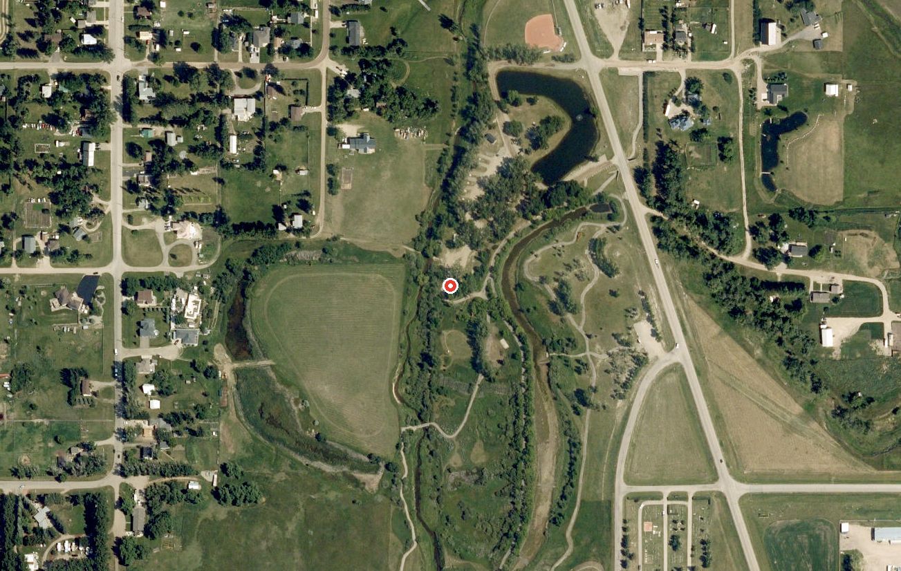 Aerial map of the Magrath gathering place at Jubilee Campground, by Pothole Creek